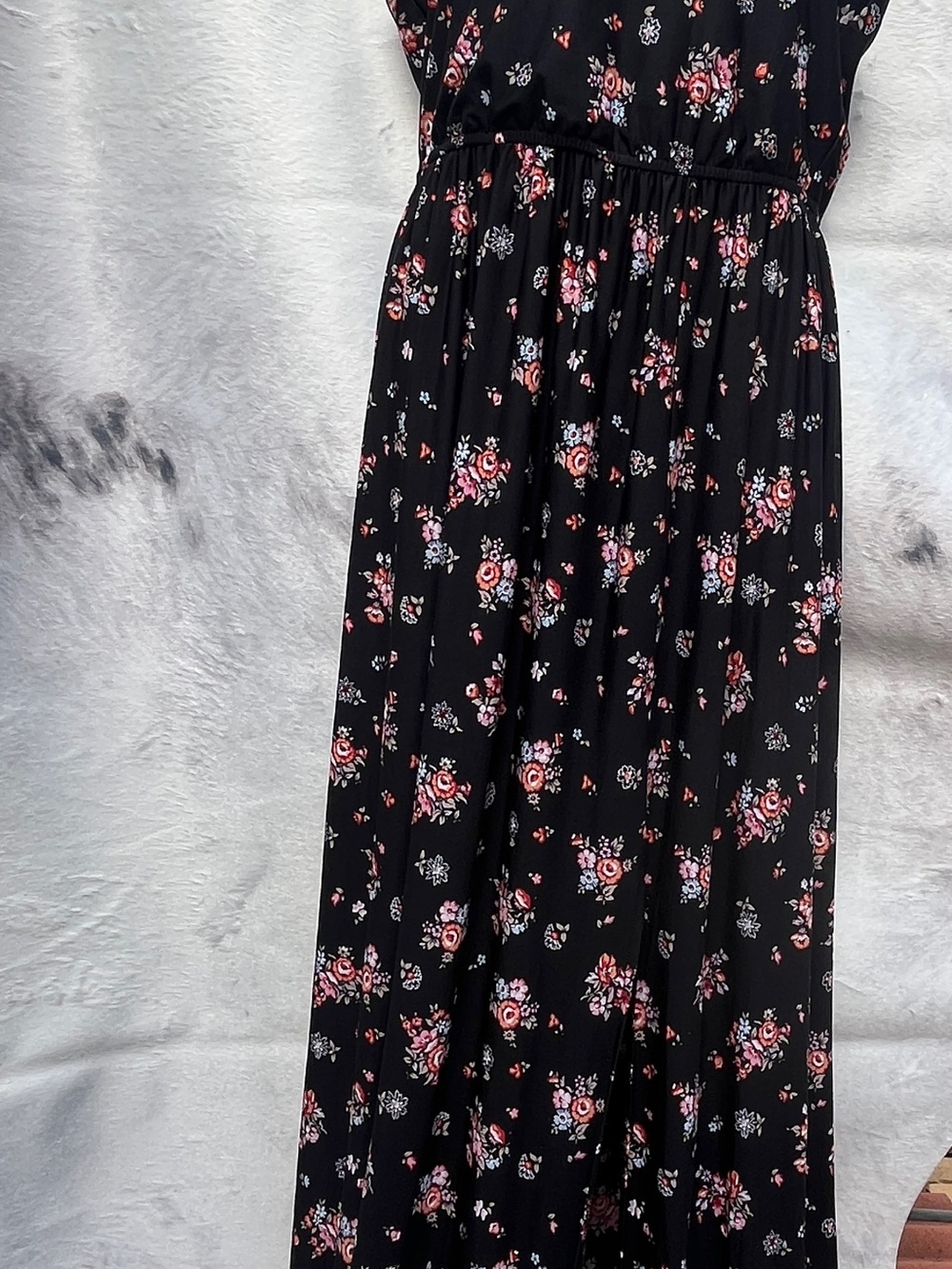 Trixxi Black Maxi Dress with Pink Floral Print